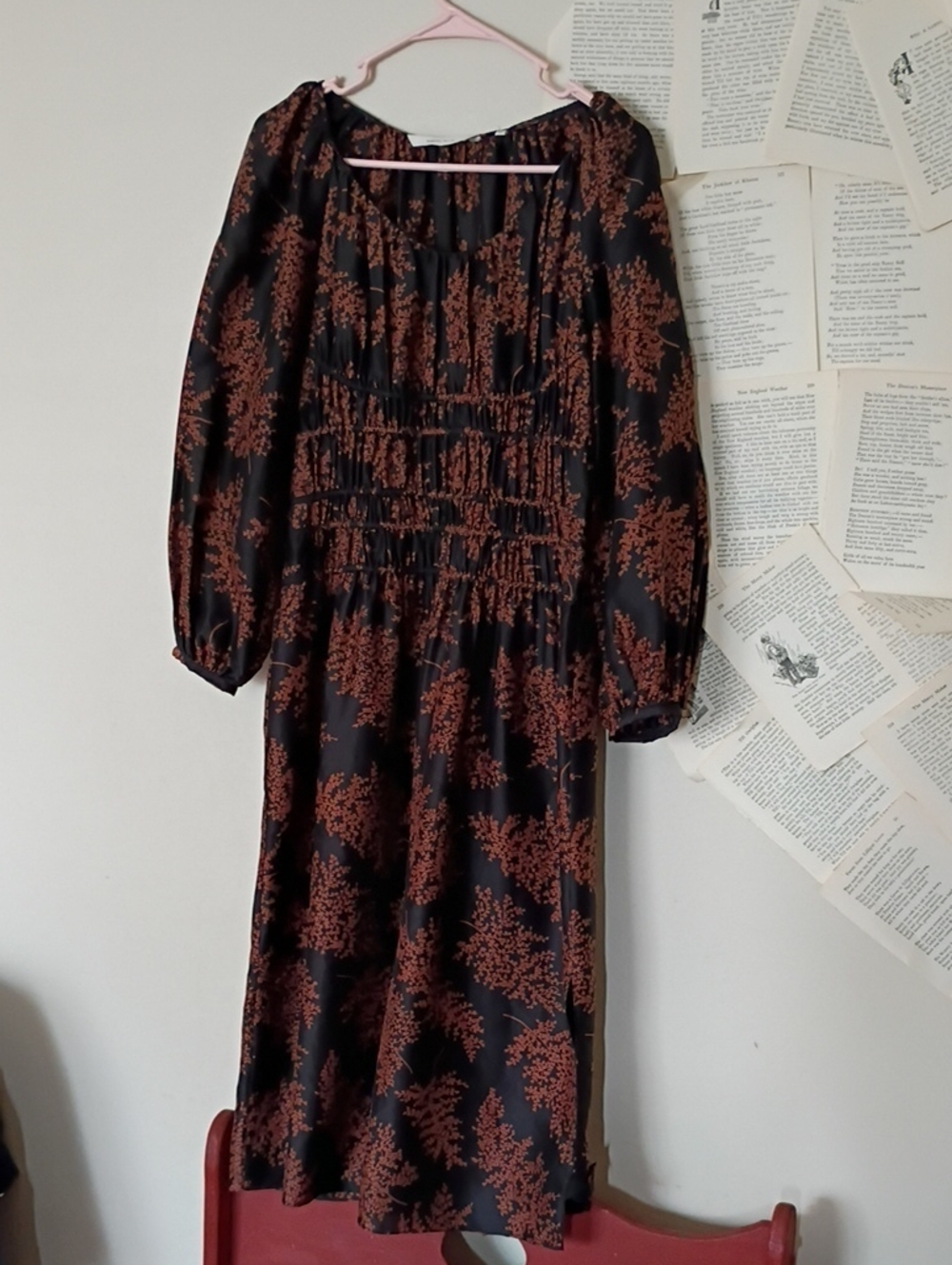 Rebecca Taylor Black Brown Floral Dress